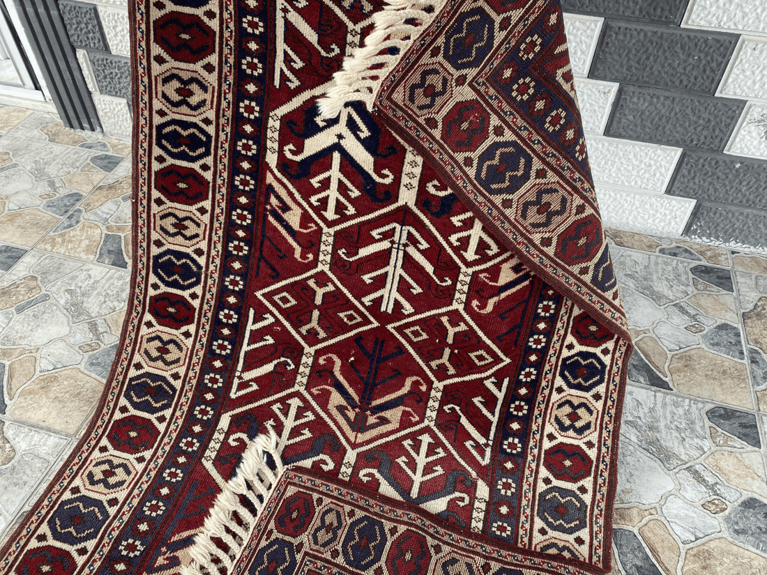 Vintage Turkish Wool Rug - 3.4x5.8 | Hand-Knotted 1980s Oushak Anatolian Tribal