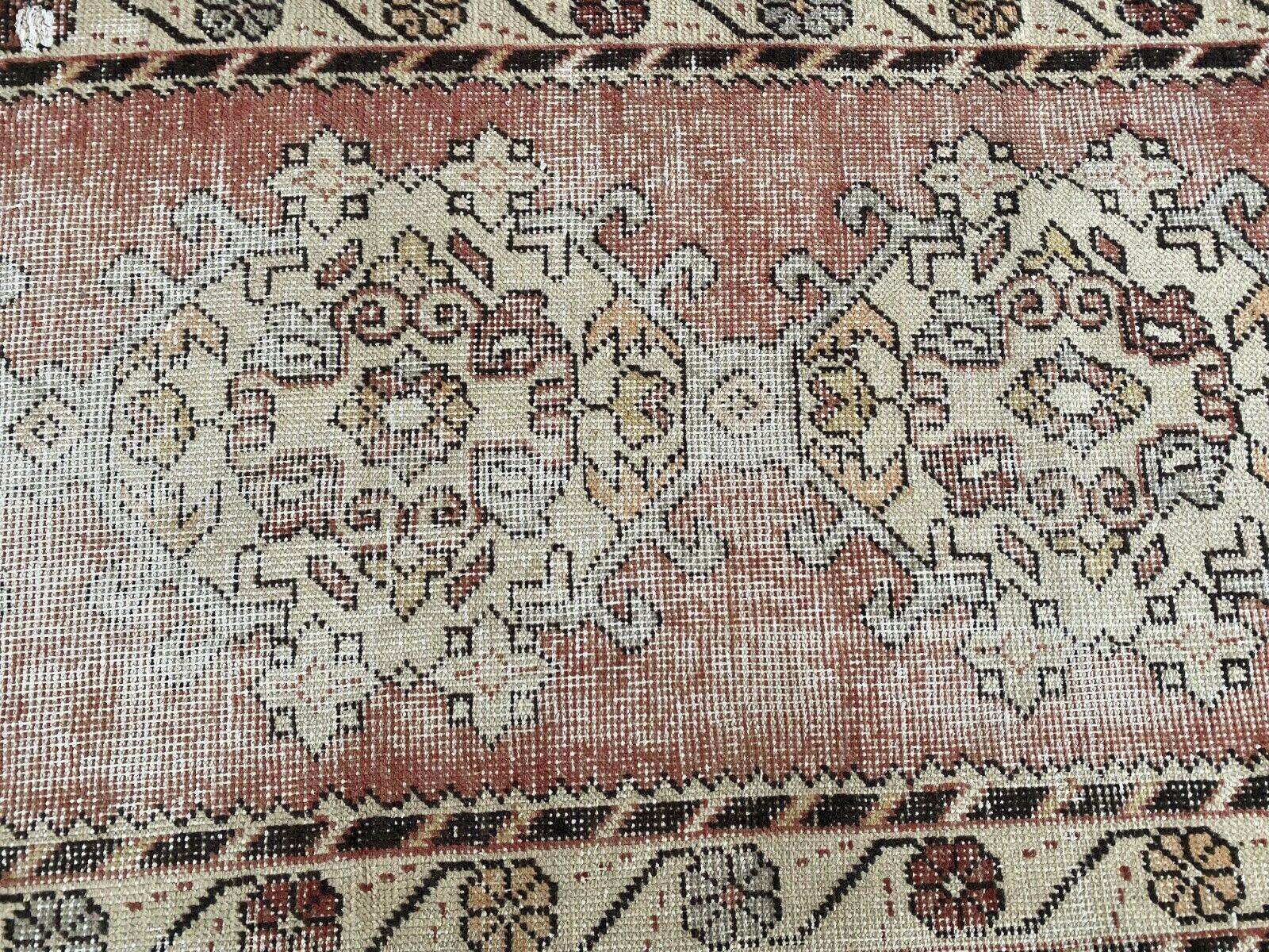 Vintage Turkish Wool Rug, Bohemian Geometric Farmhouse Handmade Runner Rug 3x9ft