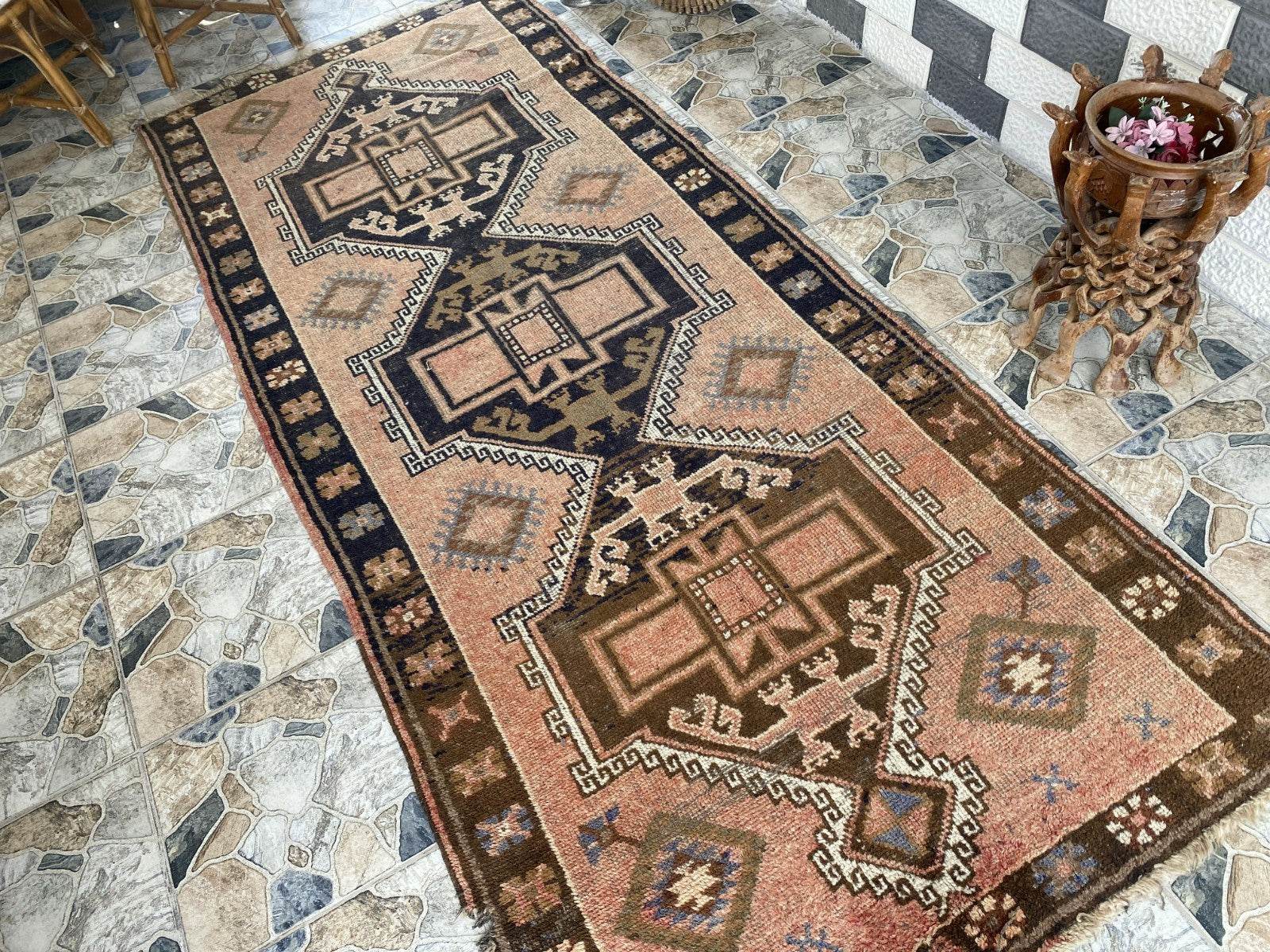 Handmade Turkish Vintage Rug | 1970s Tribal Wool Farmhouse Antique Area Carpet