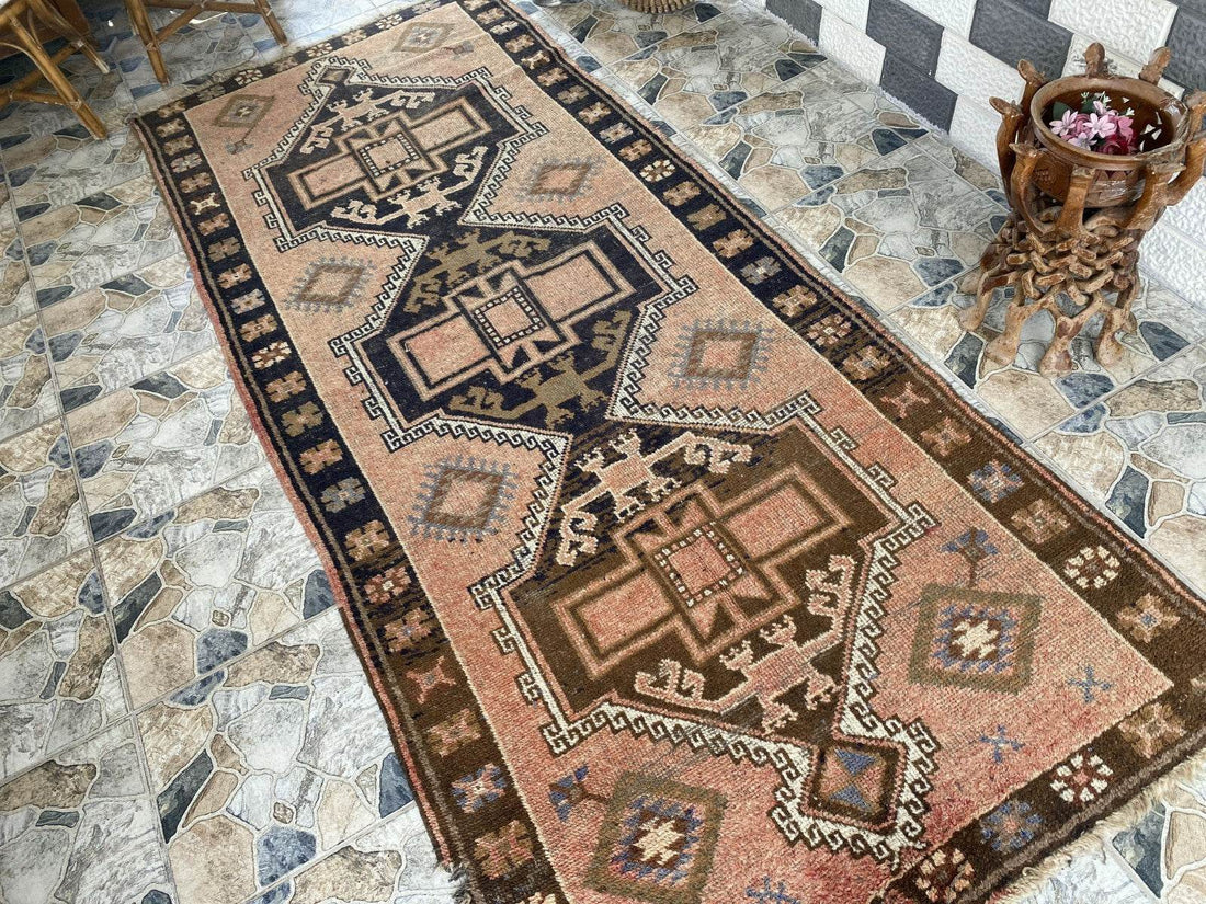 Handmade Turkish Vintage Rug | 1970s Tribal Wool Farmhouse Antique Area Carpet