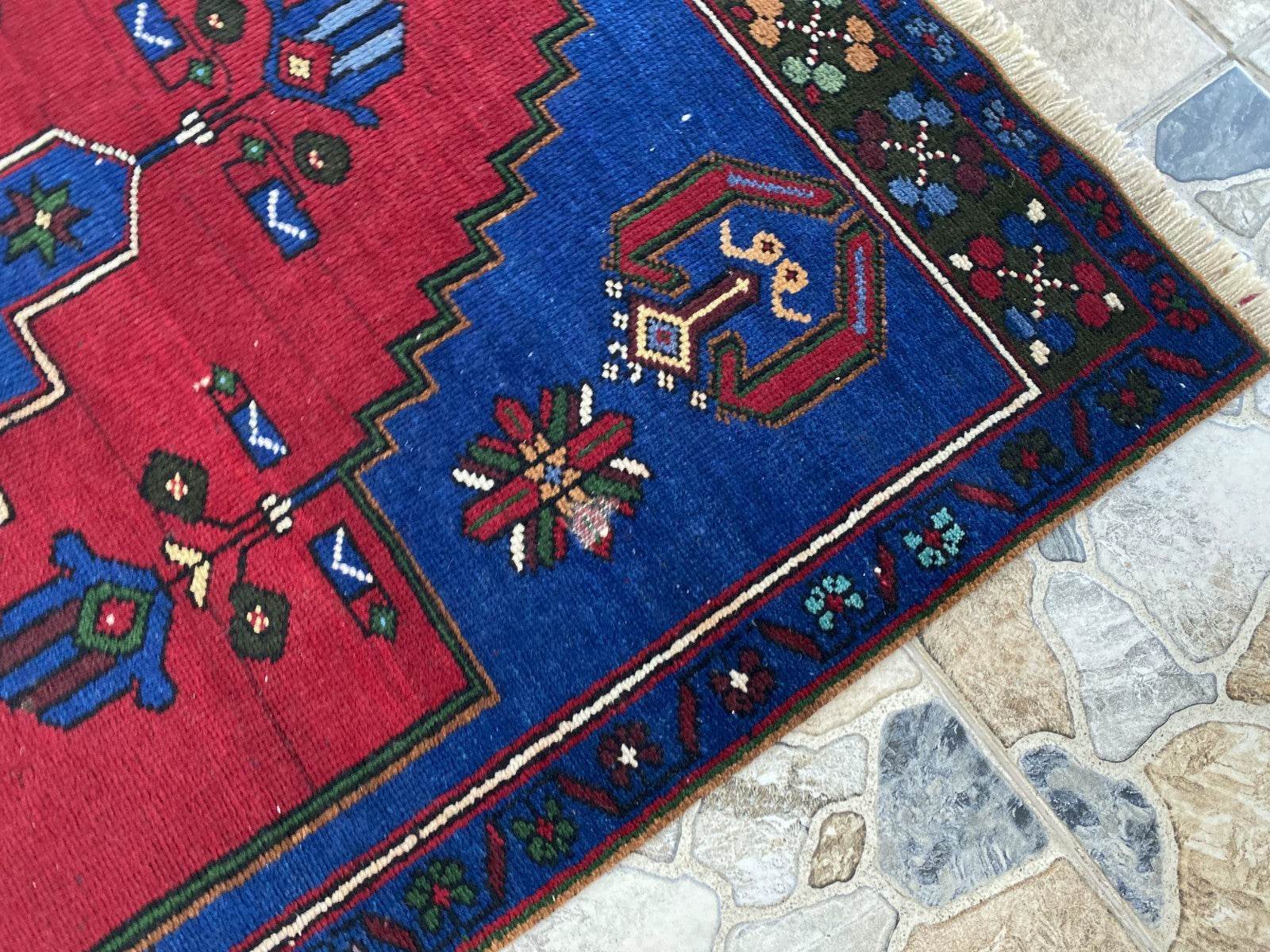 Vintage Rug | Wool Area Antique Farmhouse Anatolian Handmade Turkish Rug 4x7ft