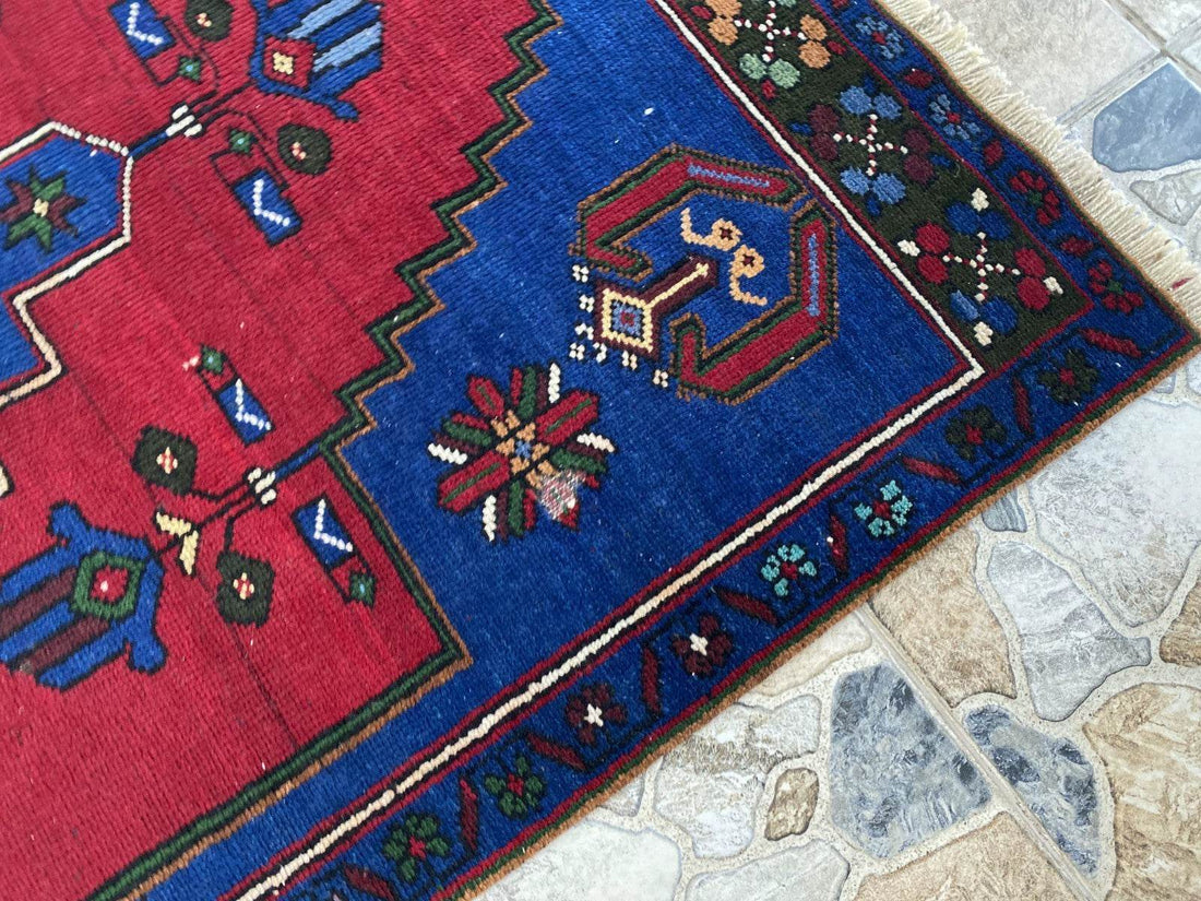 Vintage Rug | Wool Area Antique Farmhouse Anatolian Handmade Turkish Rug 4x7ft