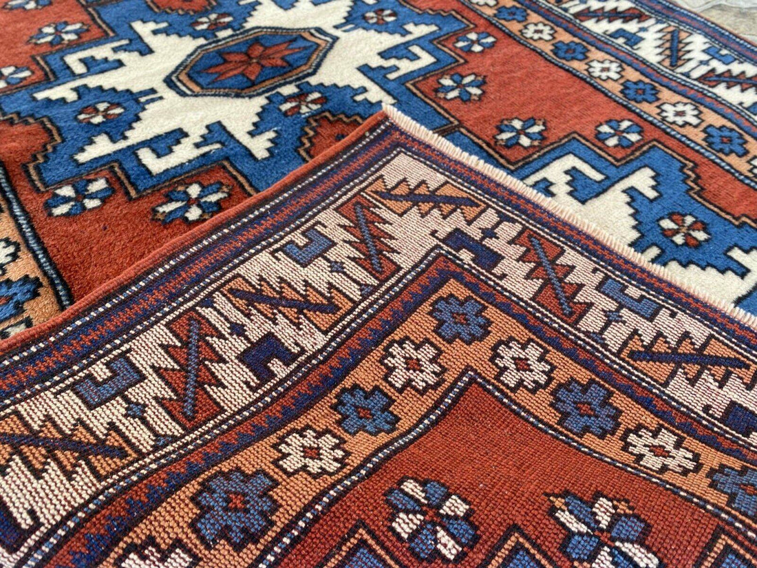 Kurdish Anatolian Wool Hand-Knotted Rug | Vintage Tribal Oushak Unique Carpet
