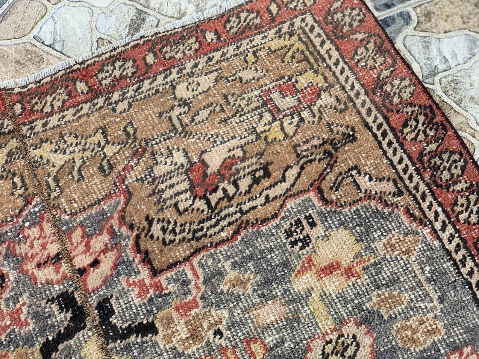 Vintage Armenian Tribal Rug | 3x6 ft | Antique Kurdish Wool Handmade Area Rug