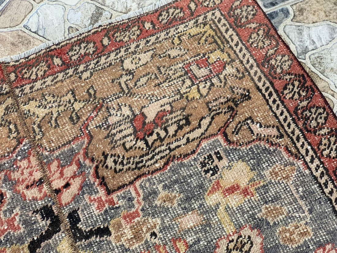 Vintage Armenian Tribal Rug | 3x6 ft | Antique Kurdish Wool Handmade Area Rug