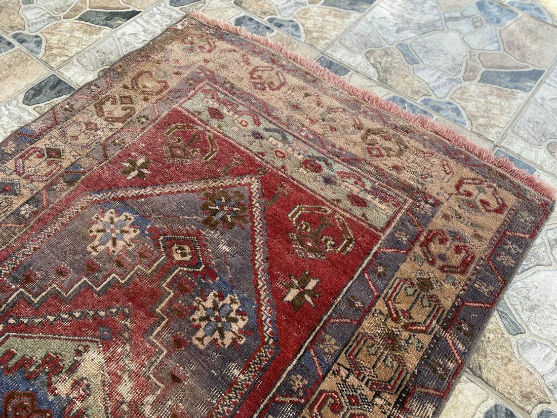 Vintage Turkish Oushak Rug | Antique Tribal Handmade Wool Farmhouse 3 x 6 ft