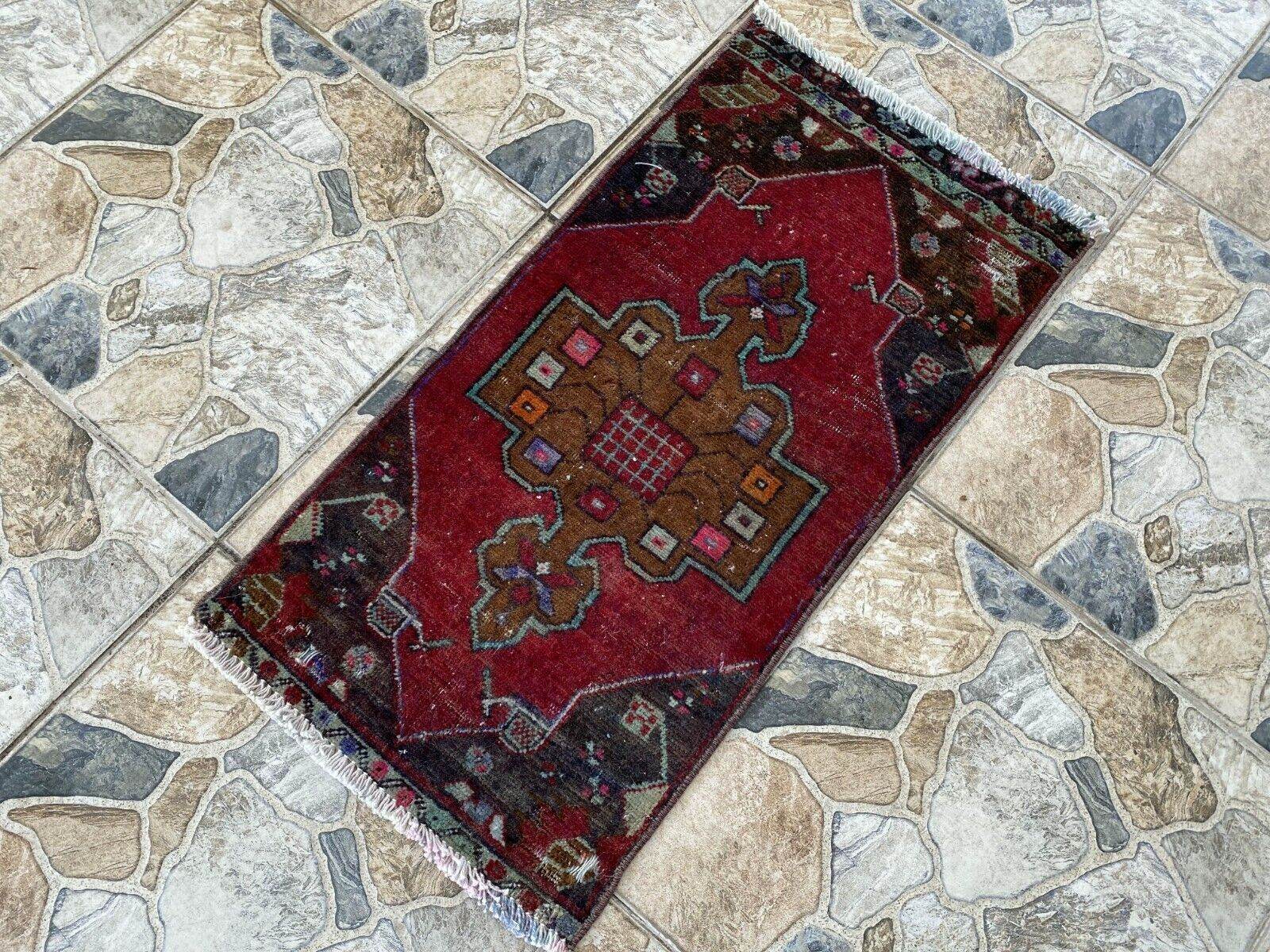 Handmade Turkish Vintage Rug | 1970s Tribal Wool Farmhouse Antique Small Carpet