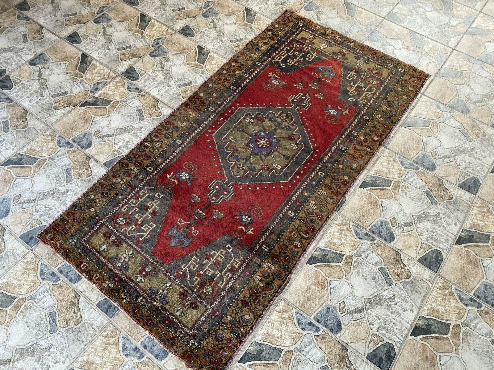 Vintage Turkish Oushak Rug | Anatolian Antique Tribal Hand-Knotted Wool Carpet 3x6 ft