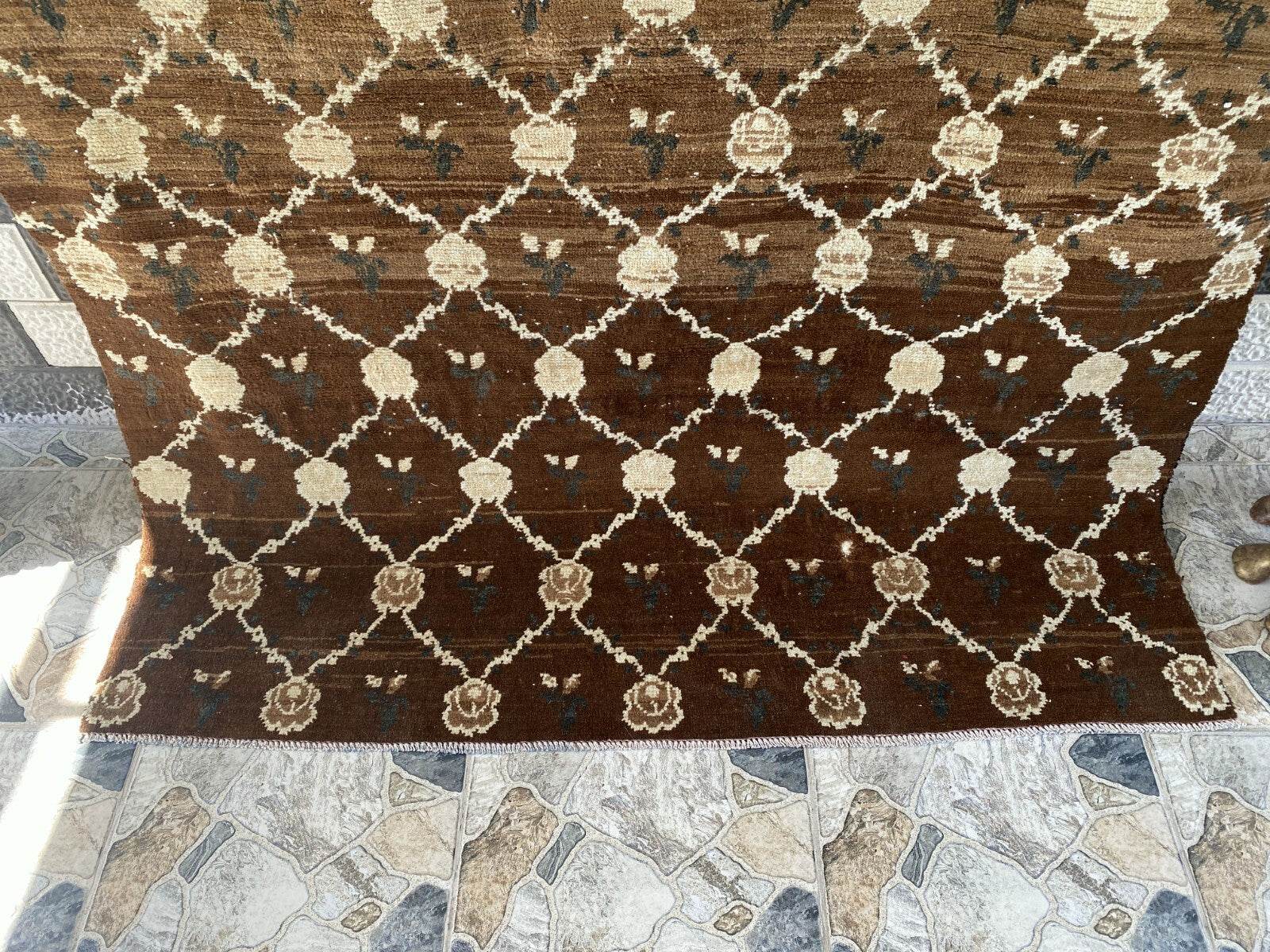 Vintage Kurdish Oushak Rug, 1980s Turkish Anatolian Hand-Knotted Wool Runner Rug