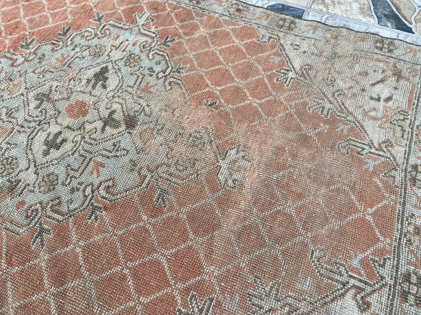 Vintage Turkish Oushak Rug | Anatolian Antique Brown Hand-Knotted Wool Area Rug