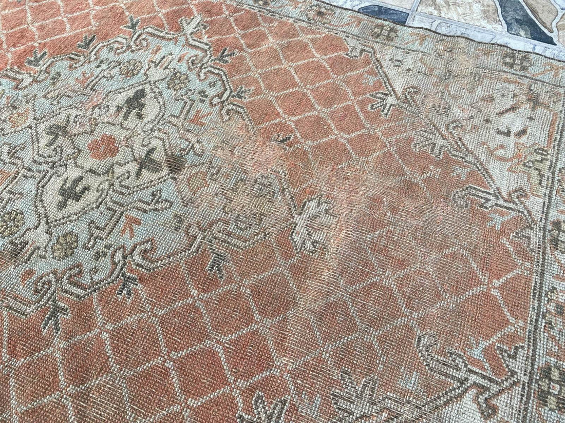 Vintage Turkish Oushak Rug | Anatolian Antique Brown Hand-Knotted Wool Area Rug