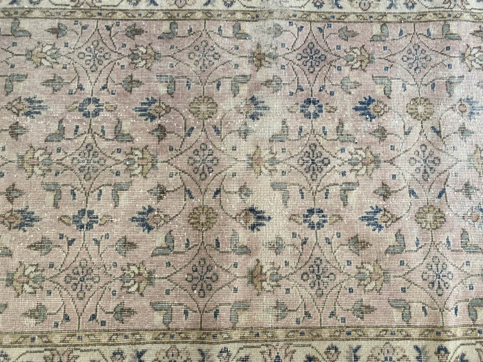 Turkish Vintage Rug | Antique Farmhouse Tribal Handmade Wool Carpet 4.1x6.9 ft