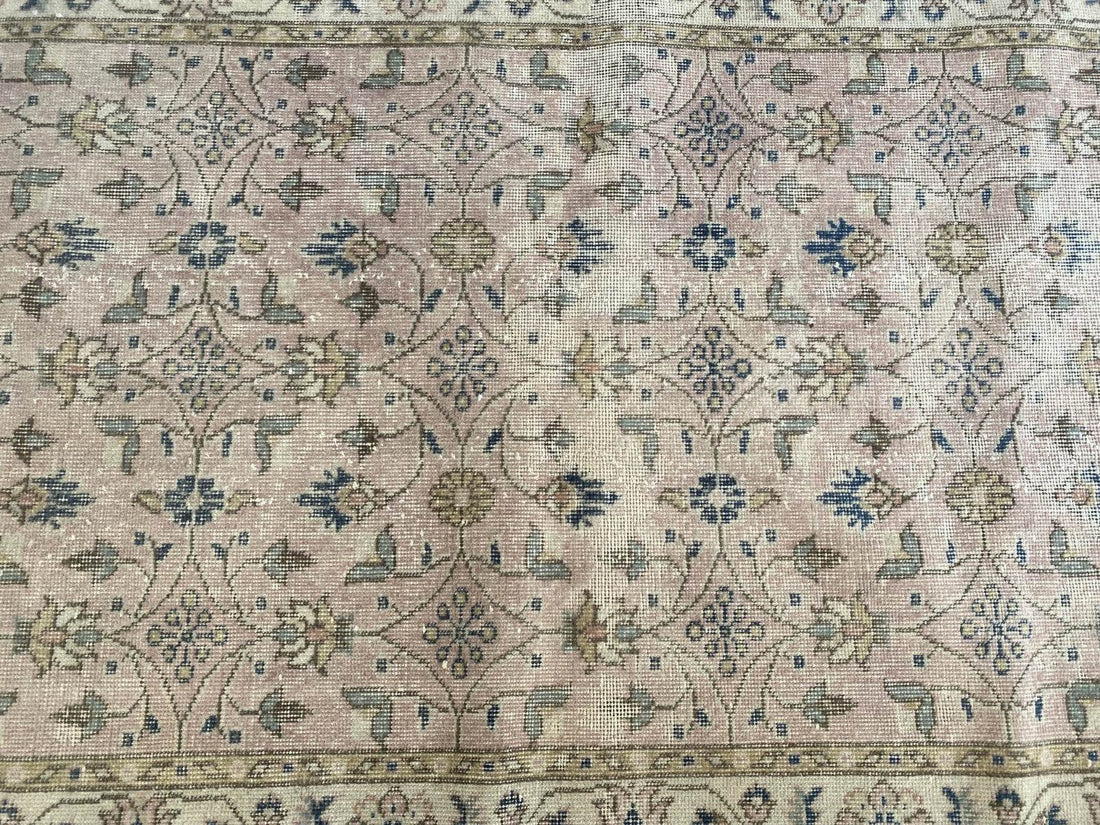 Turkish Vintage Rug | Antique Farmhouse Tribal Handmade Wool Carpet 4.1x6.9 ft