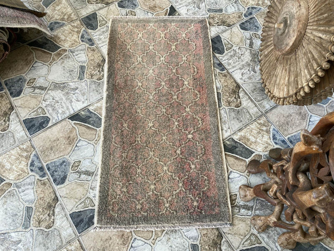 Vintage Hand-knotted Rug | Tribal Wool Farmhouse Antique 1980s Turkish Small Rug