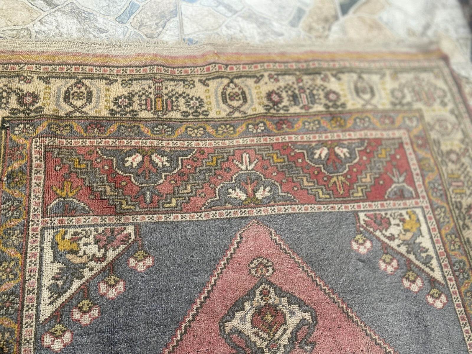 Vintage Turkish Rug | Tribal Hand-Knotted Wool Farmhouse Antique Carpet 4.16 x 7.93 ft