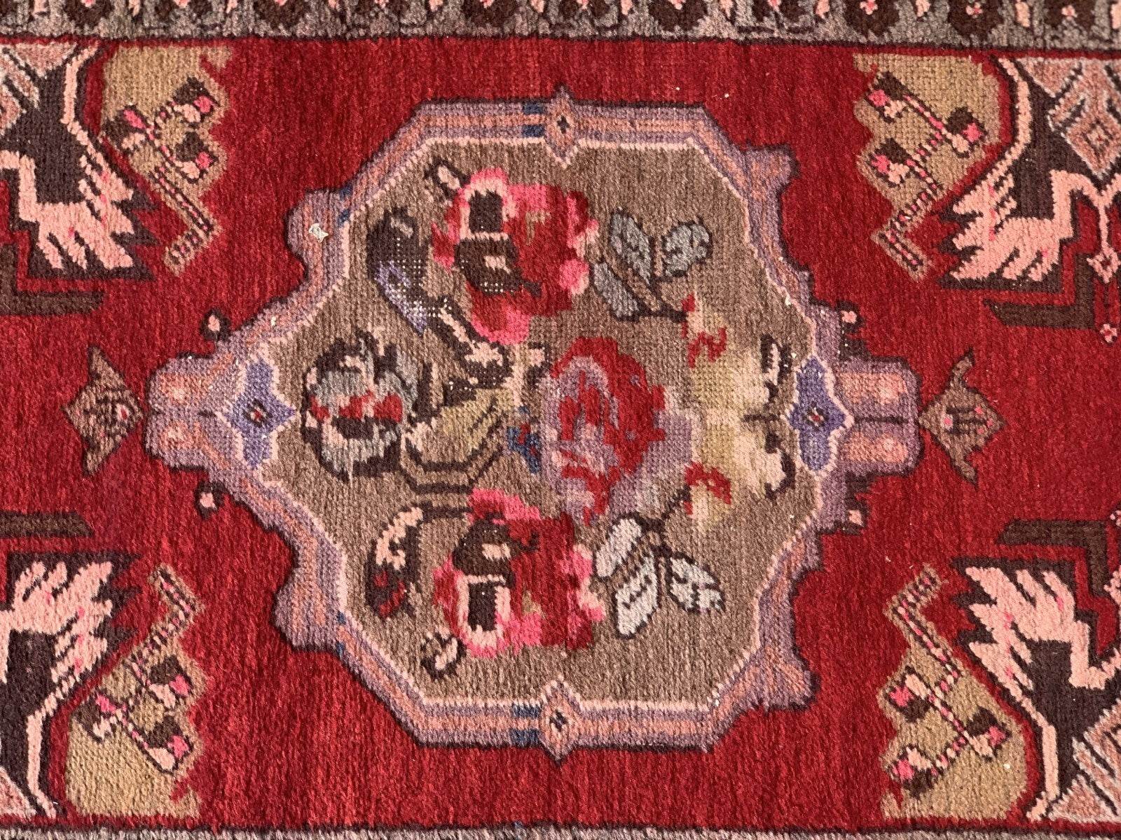 Vintage Tribal Handmade Wool Farmhouse Carpet Antique Turkish Rug 1.7 x 3.3 ft