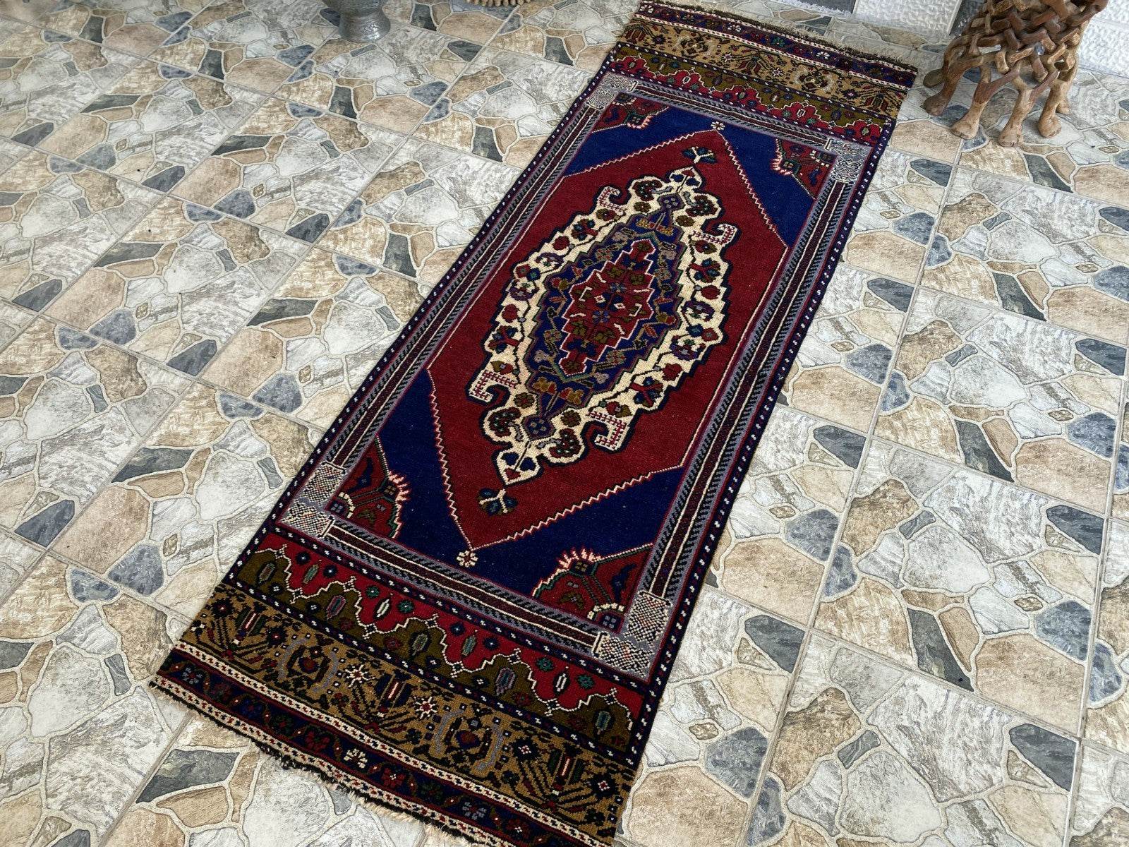 Vintage Turkish Runner Rug | 2.7 x 7.5 ft Hand-Knotted Wool Antique Hallway Rug