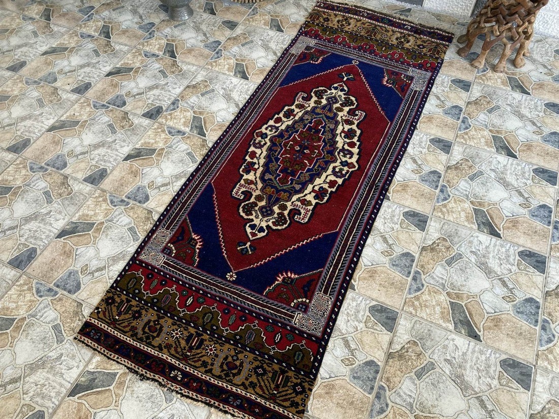 Vintage Turkish Runner Rug | 2.7 x 7.5 ft Hand-Knotted Wool Antique Hallway Rug