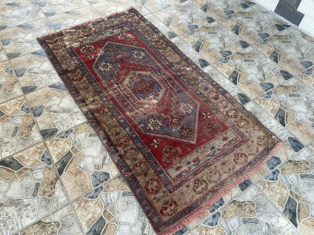 Vintage Turkish Oushak Rug | Antique Tribal Handmade Wool Farmhouse 3 x 6 ft