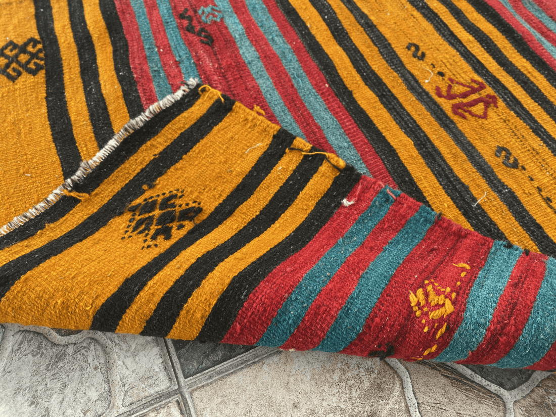 Vintage Turkish Kilim Rug | Handmade Tribal Wool Rug | Small 2x4 ft | Farmhouse