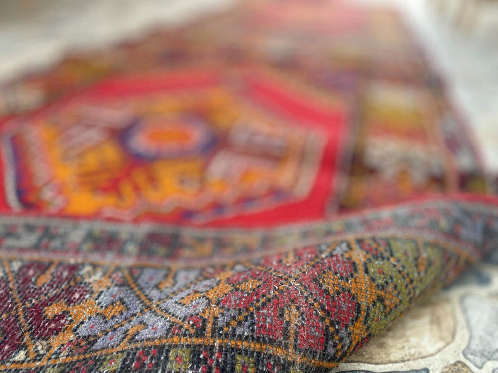 Vintage Turkish Oushak Rug | 3.3x10.8 | Wool Antique Tribal Handmade Area Rug |