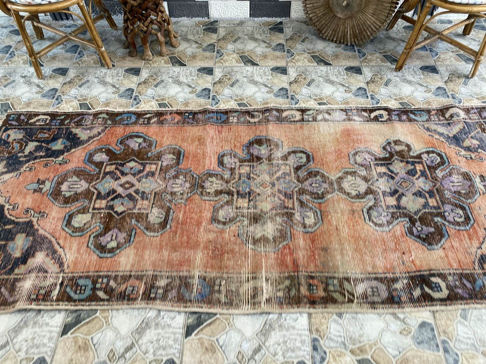 Vintage Anatolian Runner Rug | 3.7 x 9 ft | Hand-Knotted Rug Wool Hallway Carpet