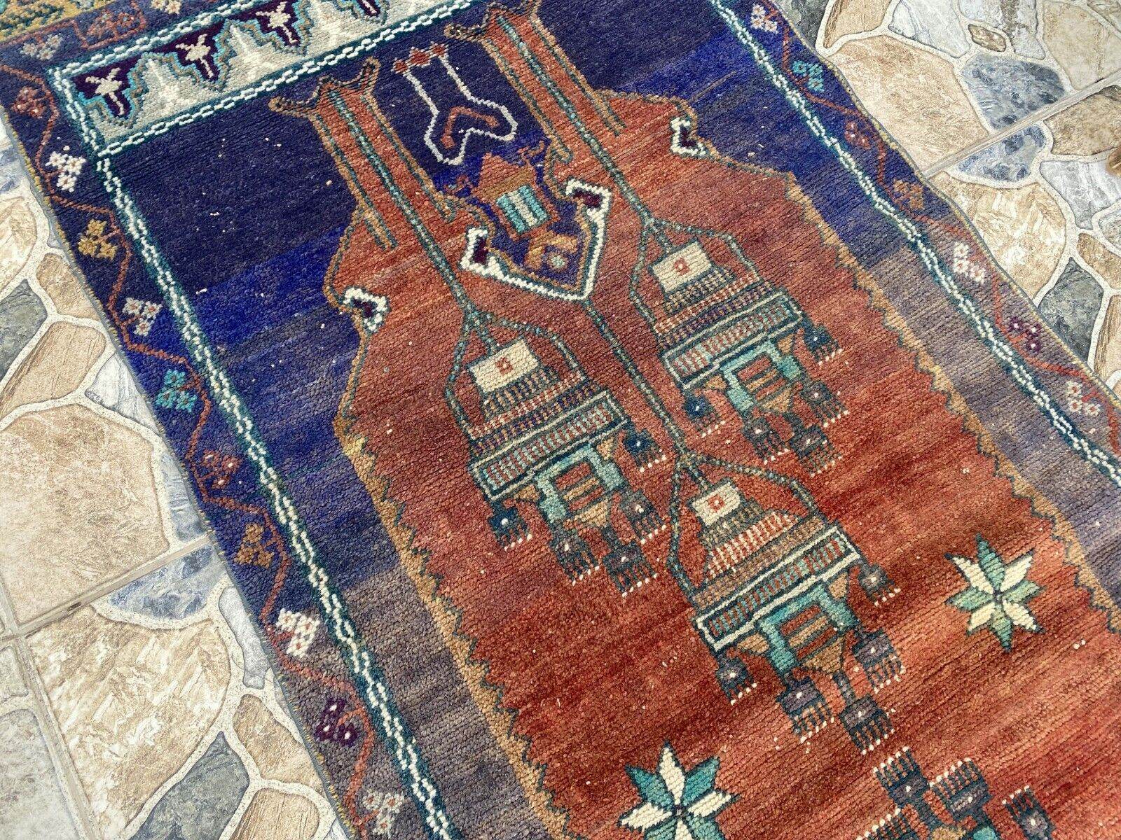 Vintage Turkish Oushak Rug | Handmade Antique Tribal Wool Farmhouse 2.8x6.9ft