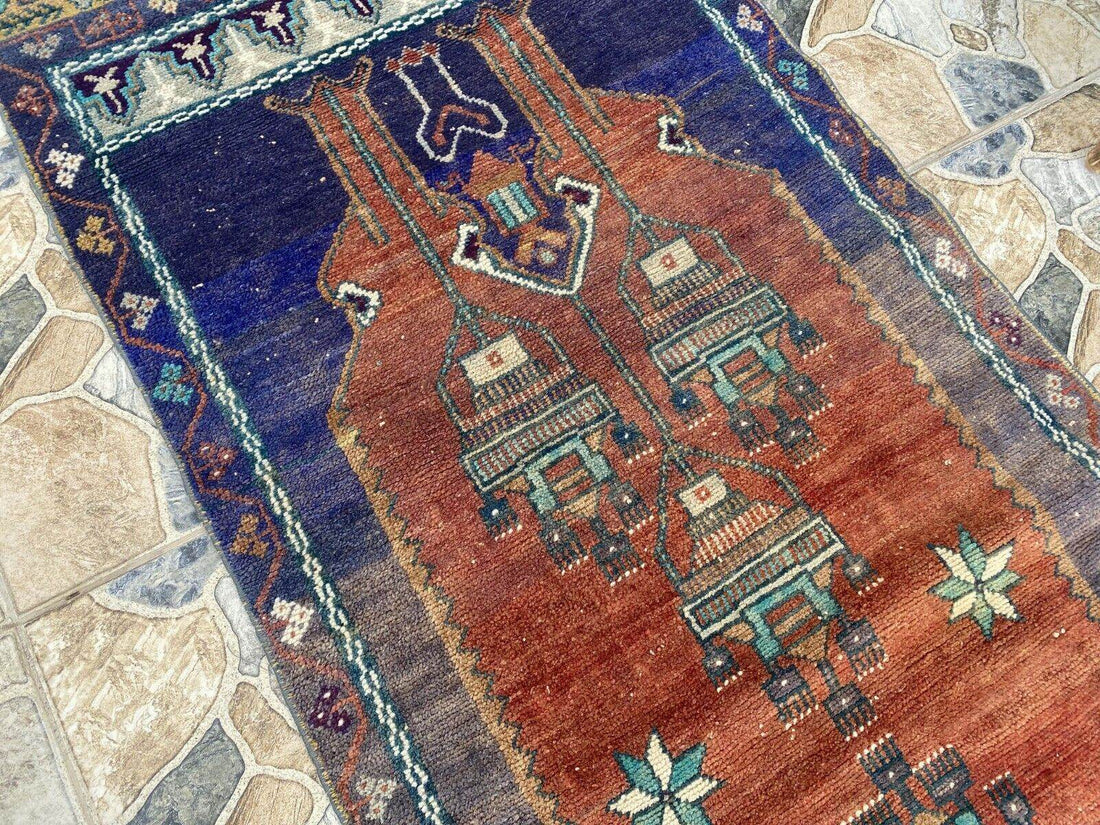 Vintage Turkish Oushak Rug | Handmade Antique Tribal Wool Farmhouse 2.8x6.9ft