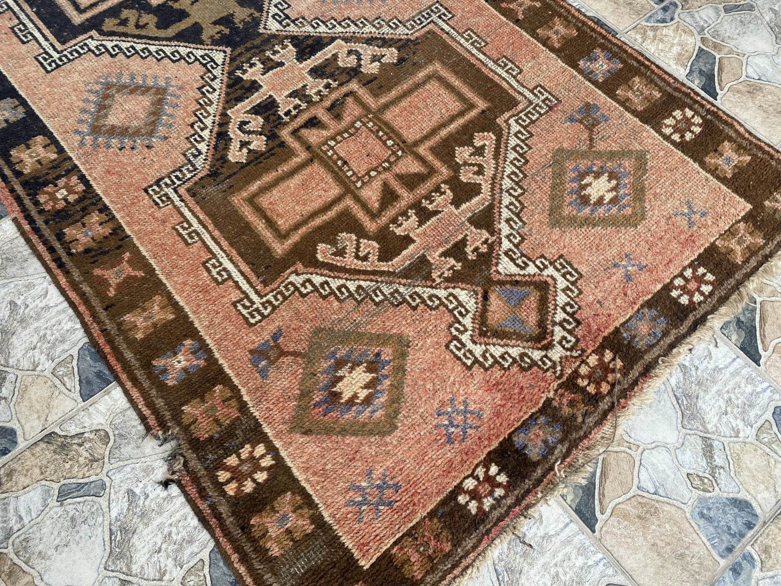 Handmade Turkish Vintage Rug | 1970s Tribal Wool Farmhouse Antique Area Carpet