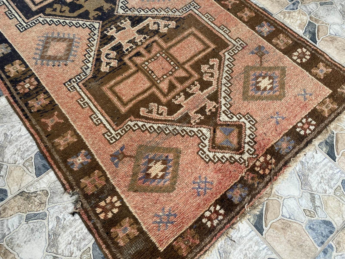 Handmade Turkish Vintage Rug | 1970s Tribal Wool Farmhouse Antique Area Carpet