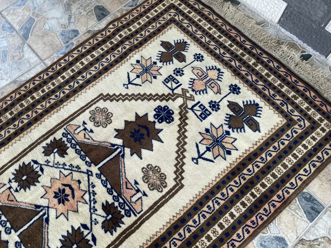 Vintage Turkish Oushak Rug, 4 x 7 ft Handmade Wool Antique Tribal Area Rug