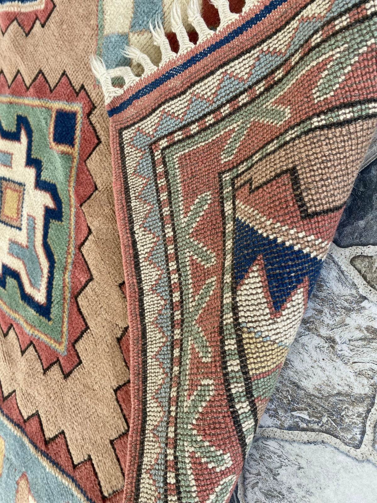 Vintage Kurdish Wool Rug - Handmade Bohemian Turkish Farmhouse Area Rug 4x7 ft