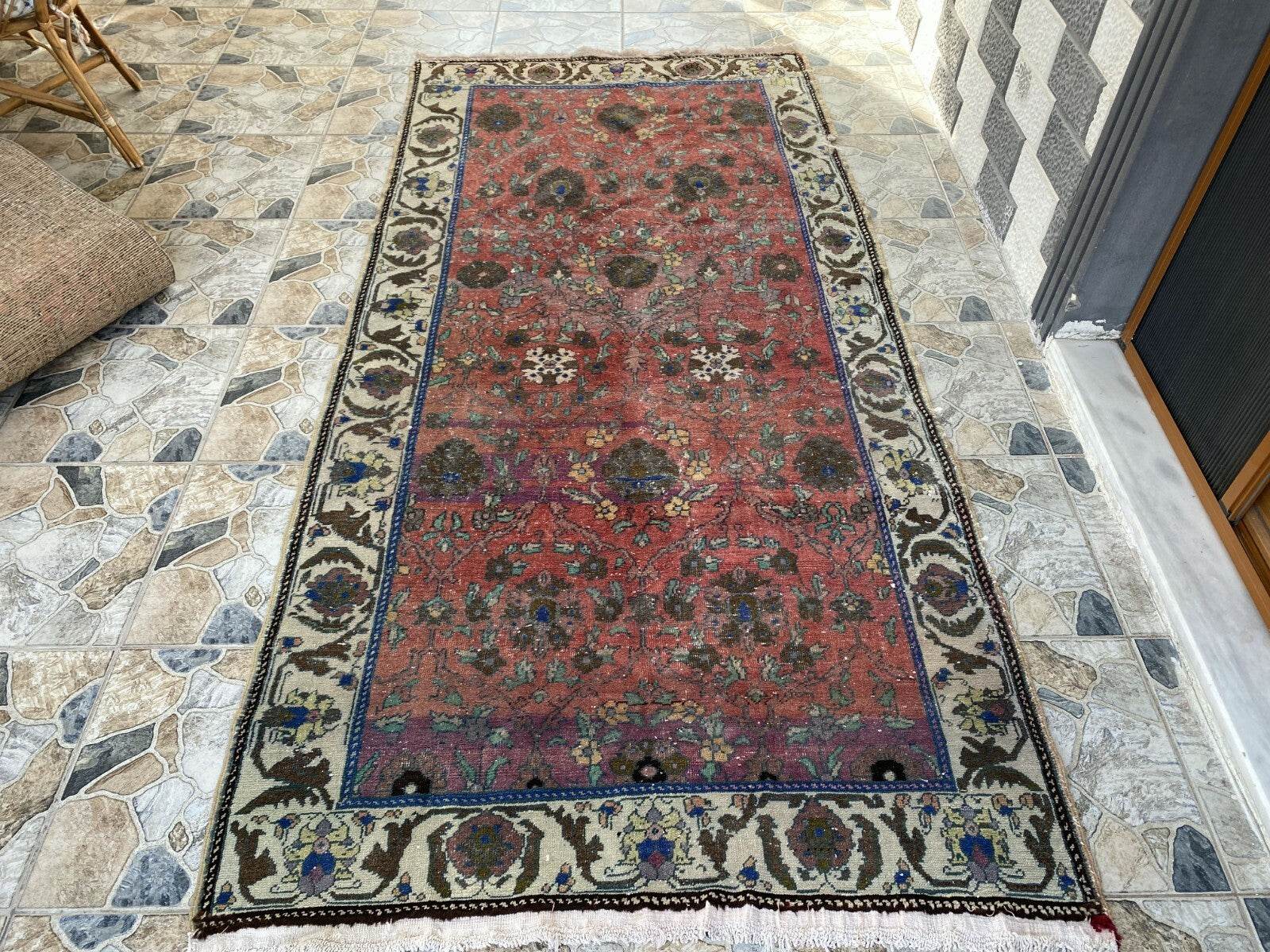 Vintage Turkish Rug | Tribal Handmade Wool Farmhouse Antique Area Aesthetic Rugs