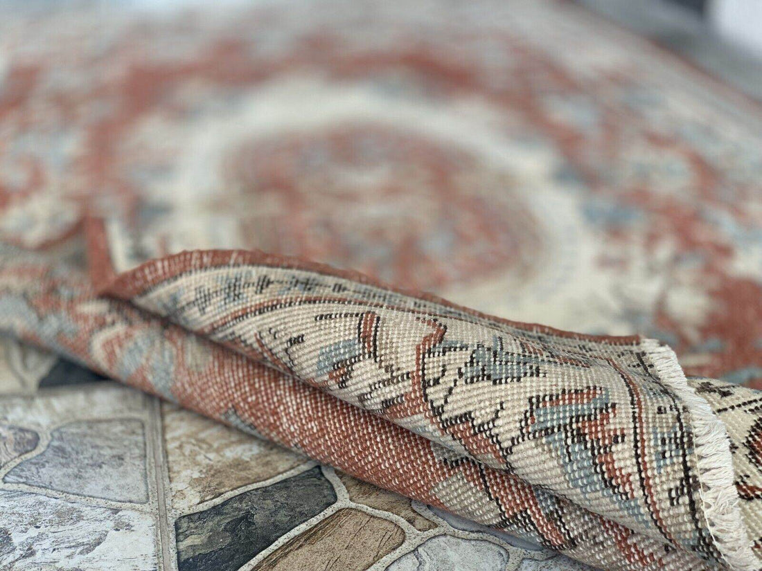 Turkish Vintage Geometric Rug,Farmhouse Vintage Anatolian Village Rug 3.9x6.9 ft