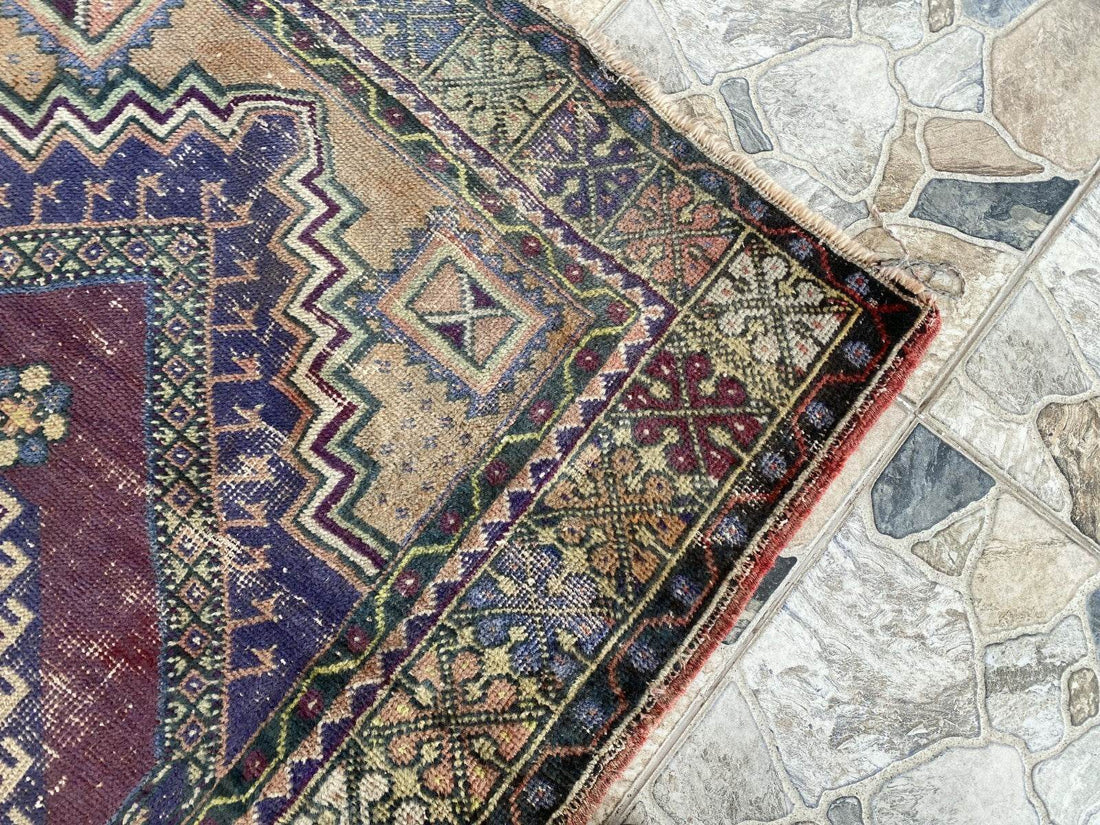 Handmade Turkish Vintage Rug | 1970s Tribal Wool Farmhouse Antique Area Carpet