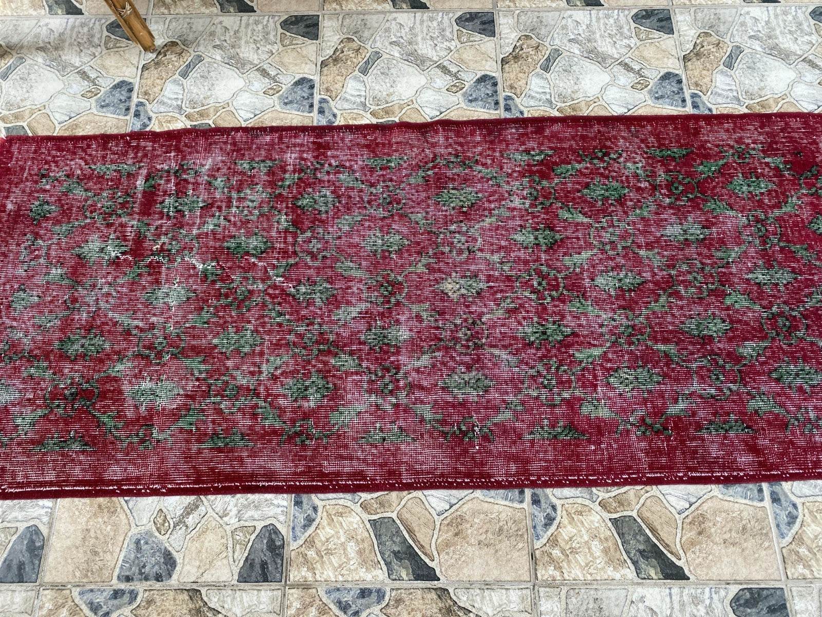 Vintage Turkish Runner Rug | 2.7x6.7ft Wool Handmade Anatolian Village Hallway