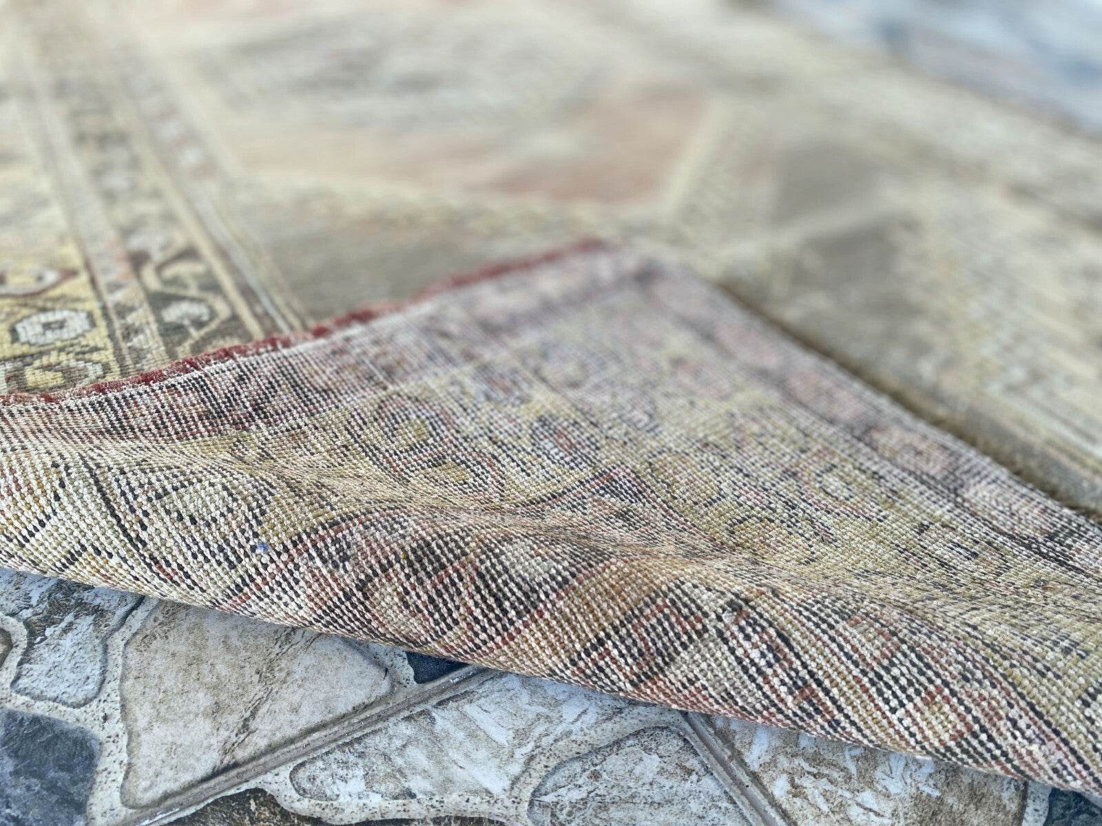 Vintage Turkish Oushak Rug, 4 x 7 ft Red Handmade Wool Antique Tribal Area Rug