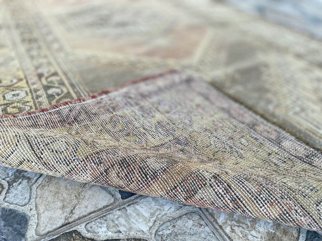 Vintage Turkish Oushak Rug, 4 x 7 ft Red Handmade Wool Antique Tribal Area Rug