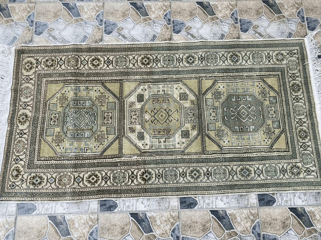 Vintage Turkish Oushak Rug - 3.2x6.1 Paste Handmade Wool Antique Tribal Area Rug