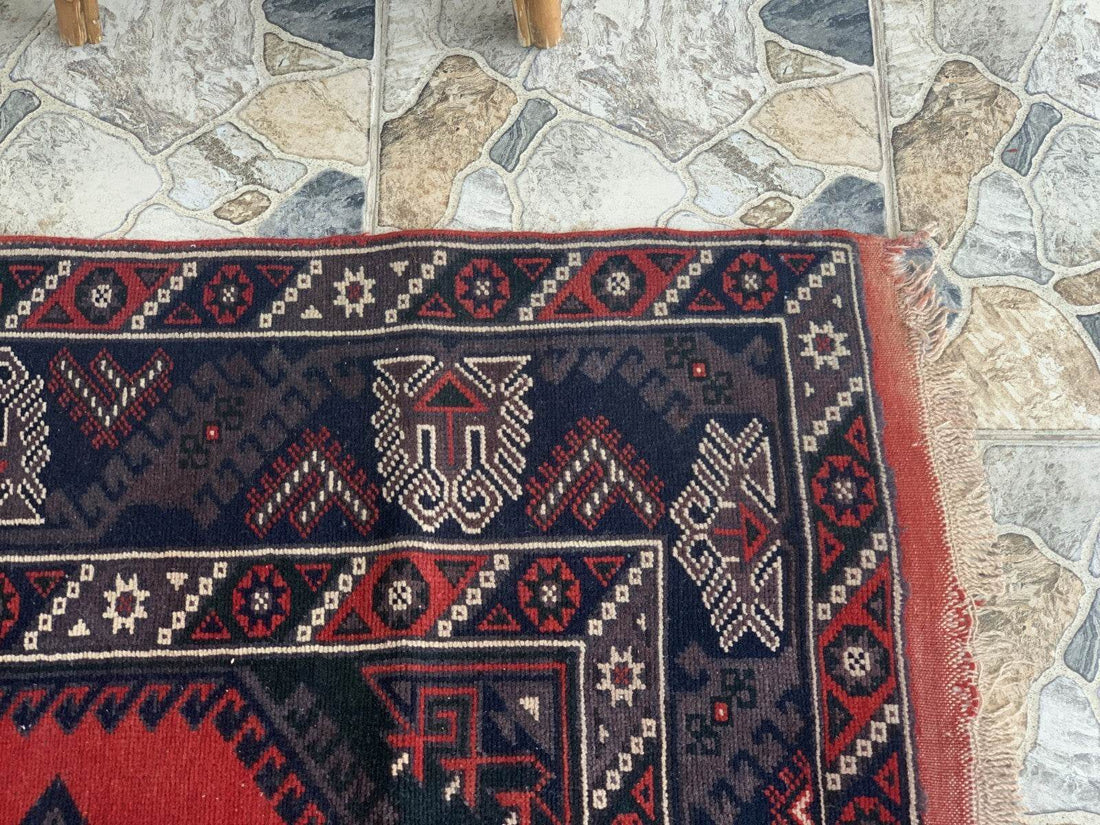 Vintage Turkish Rug | Antique Tribal Handmade Wool Farmhouse Carpet 4 x 6.14 ft