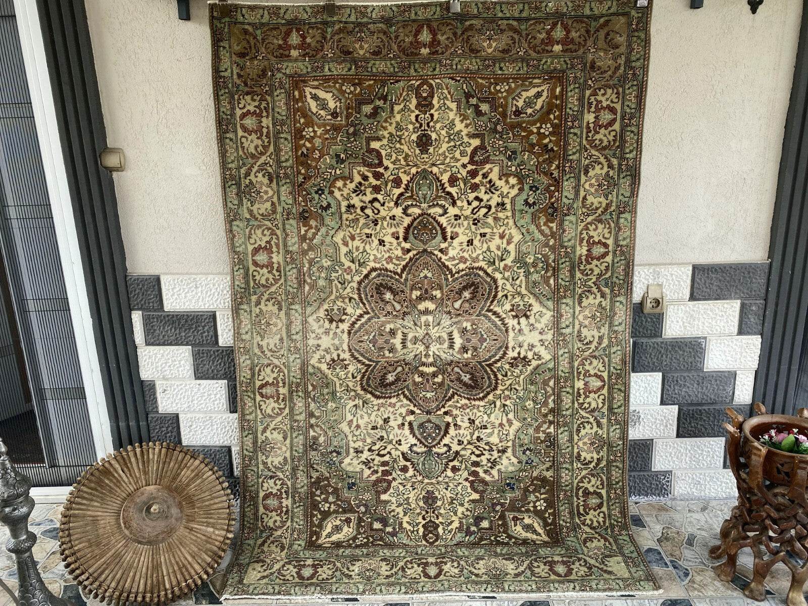 Vintage Turkish Rug,Geometric Farmhouse Antique Anatolian Village Rug 4.8x7.2 Ft