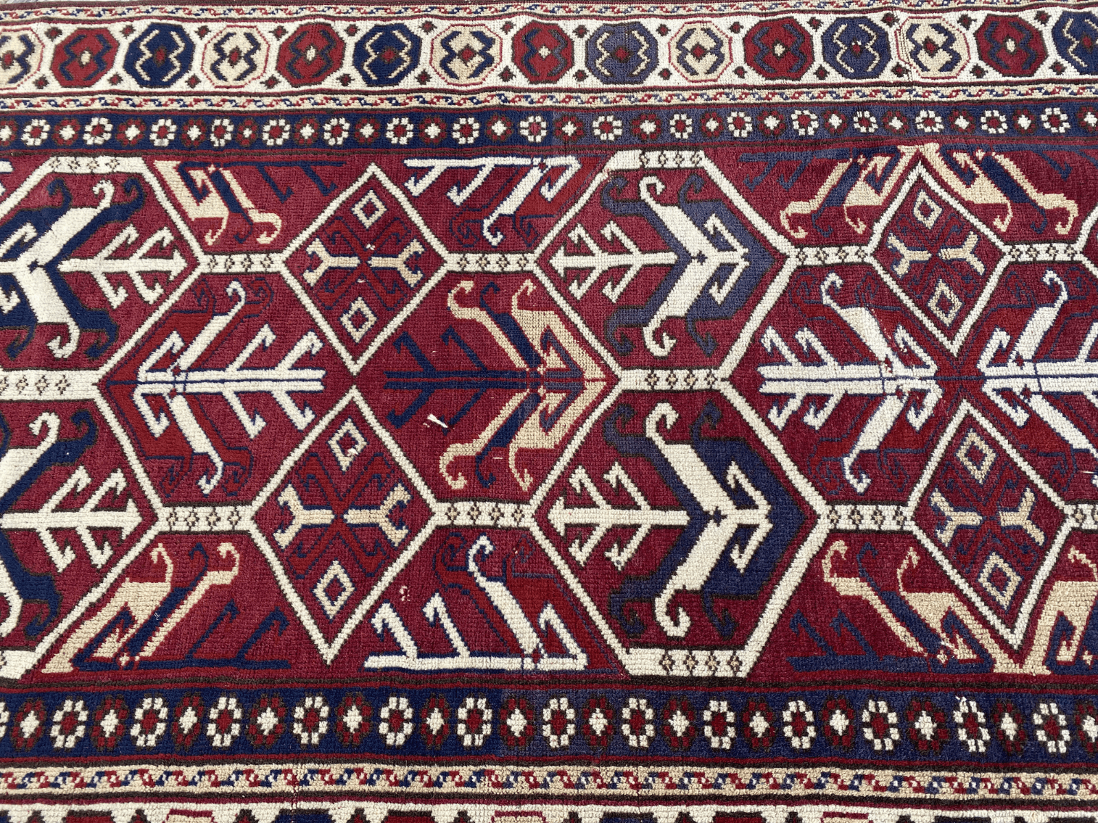 Vintage Turkish Wool Rug - 3.4x5.8 | Hand-Knotted 1980s Oushak Anatolian Tribal