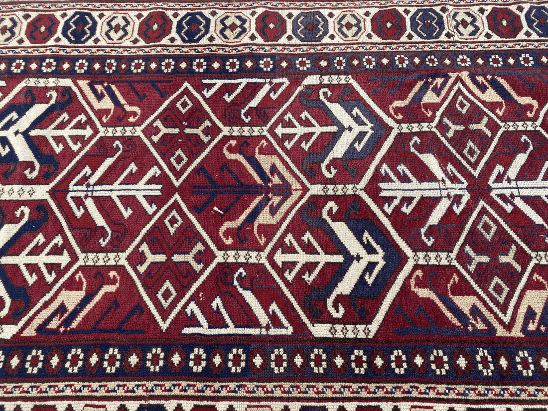 Vintage Turkish Wool Rug - 3.4x5.8 | Hand-Knotted 1980s Oushak Anatolian Tribal