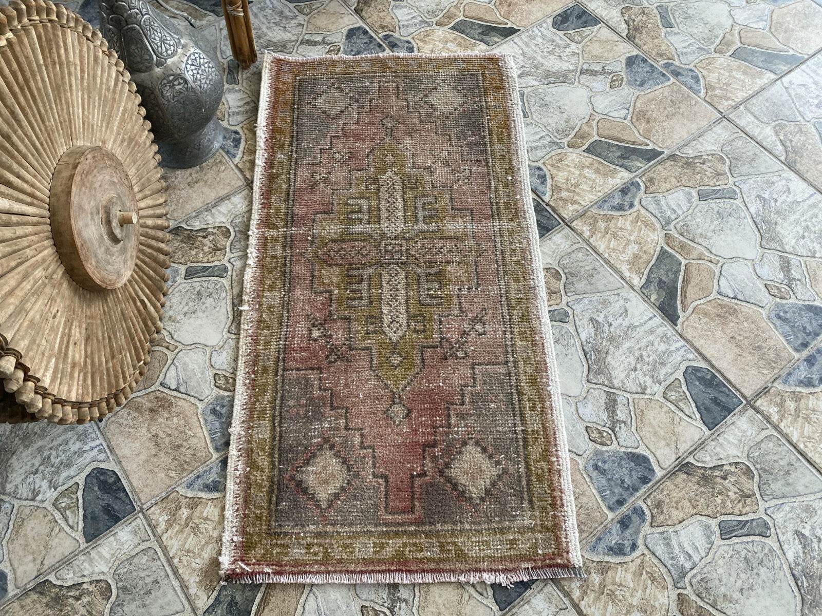 Vintage Turkish Rug 1.8 x 3.5 ft – Hand-Knotted Wool Rug, Small Anatolian Carpet