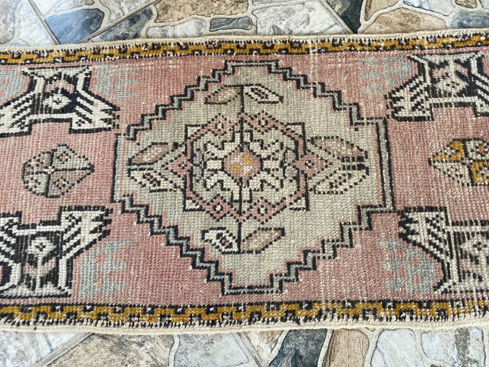 Vintage Anatolian Small Rug – 1.6 x 3.1 ft Turkish Hand-knotted Oushak Wool Rug