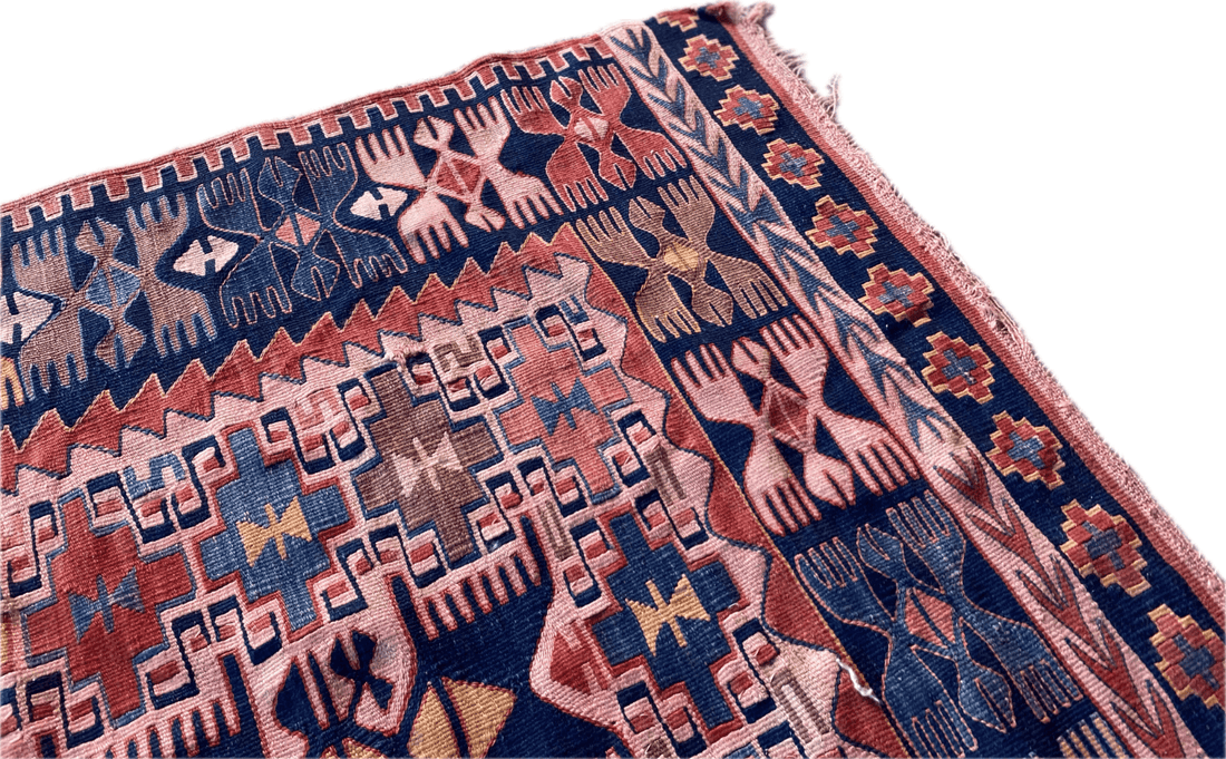 Vintage Anatolian Kilim Rug | 1970s Turkish Hand-Knotted Wool Farmhouse Area Rug