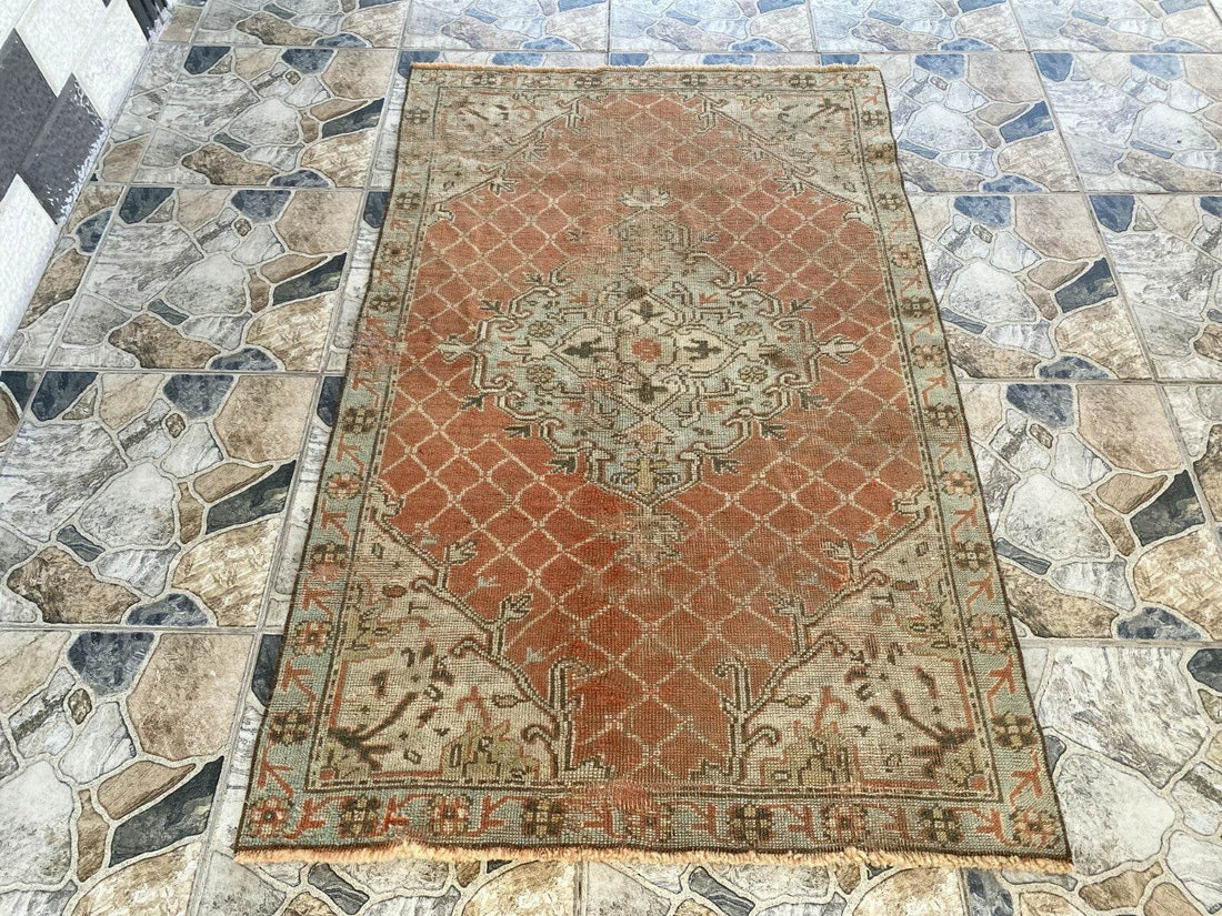 Vintage Turkish Oushak Rug | Anatolian Antique Brown Hand-Knotted Wool Area Rug