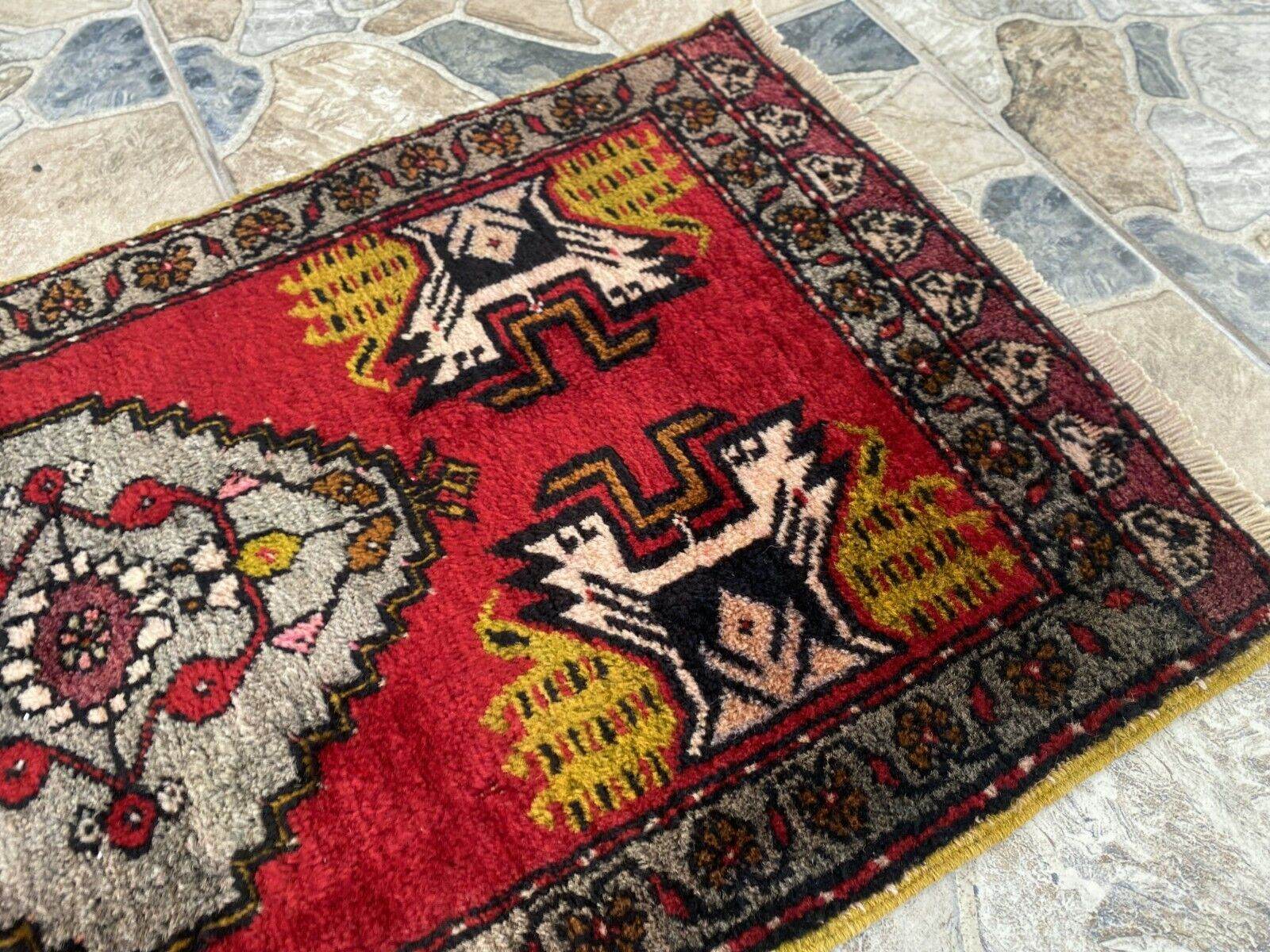 Vintage Rug | AntiqueWool Farmhouse Anatolian Handmade Turkish Small 1.7x3.5ft