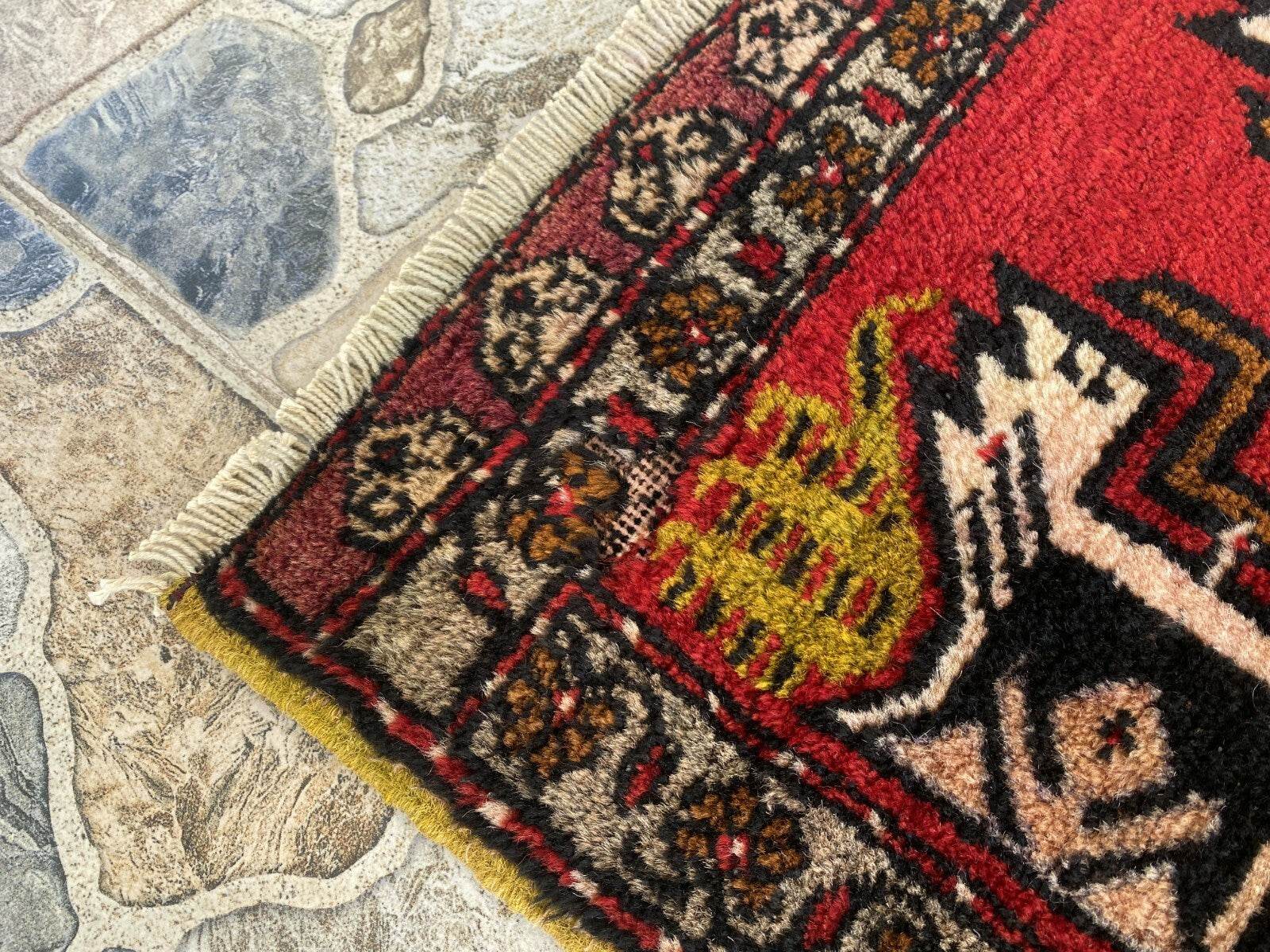 Vintage Rug | AntiqueWool Farmhouse Anatolian Handmade Turkish Small 1.7x3.5ft