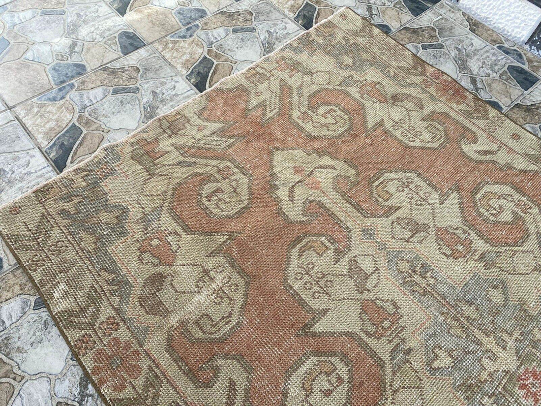 Vintage Rug | Antique Wool Farmhouse Anatolian Area Handmade Turkish 4.3x6.8ft